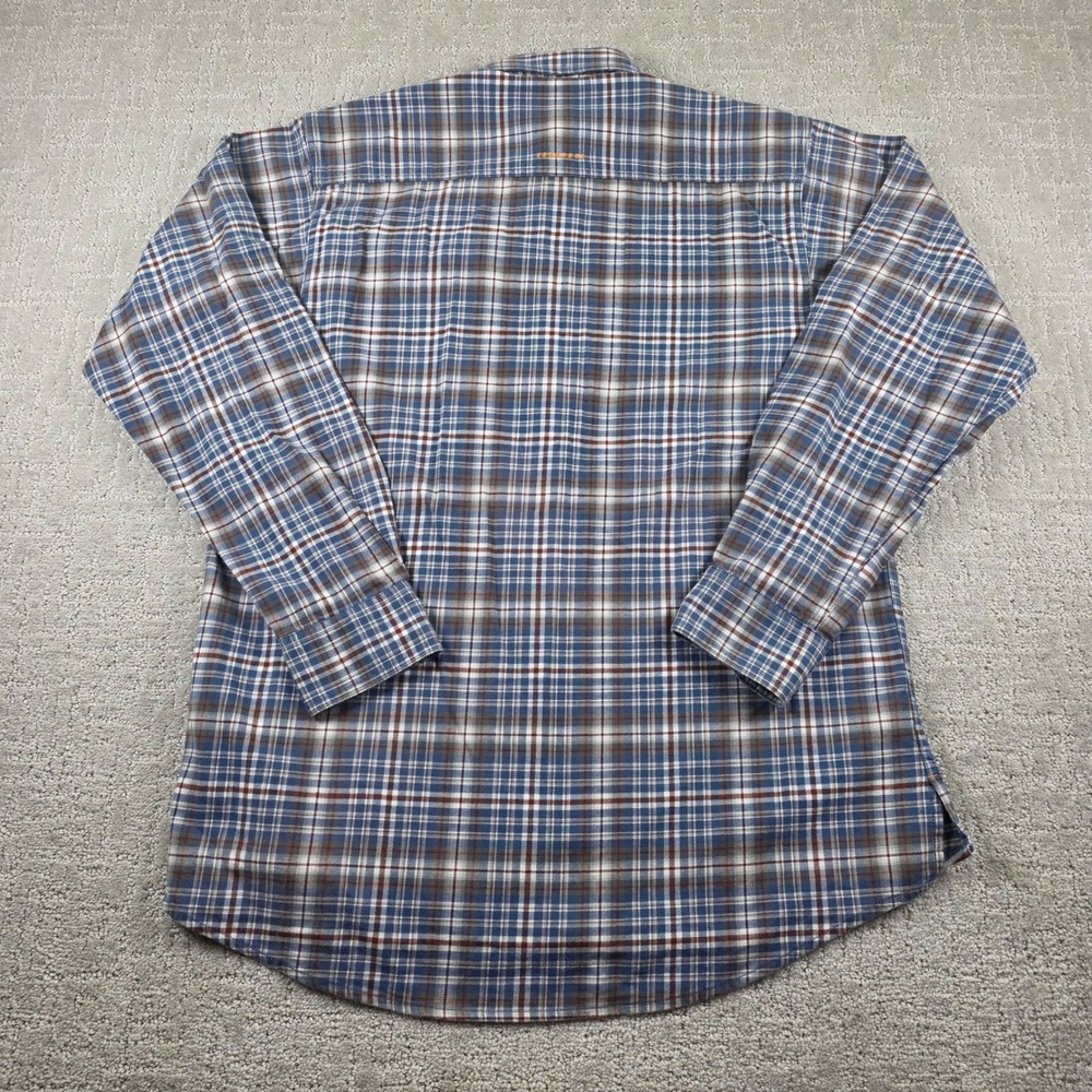 Ariat Rebar Mens Medium Blue Brown Plaid Long Sleeve Button Down Work Shirt - Picture 5 of 10
